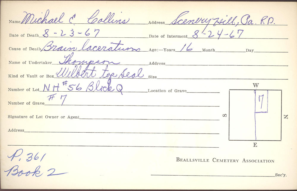 burial card